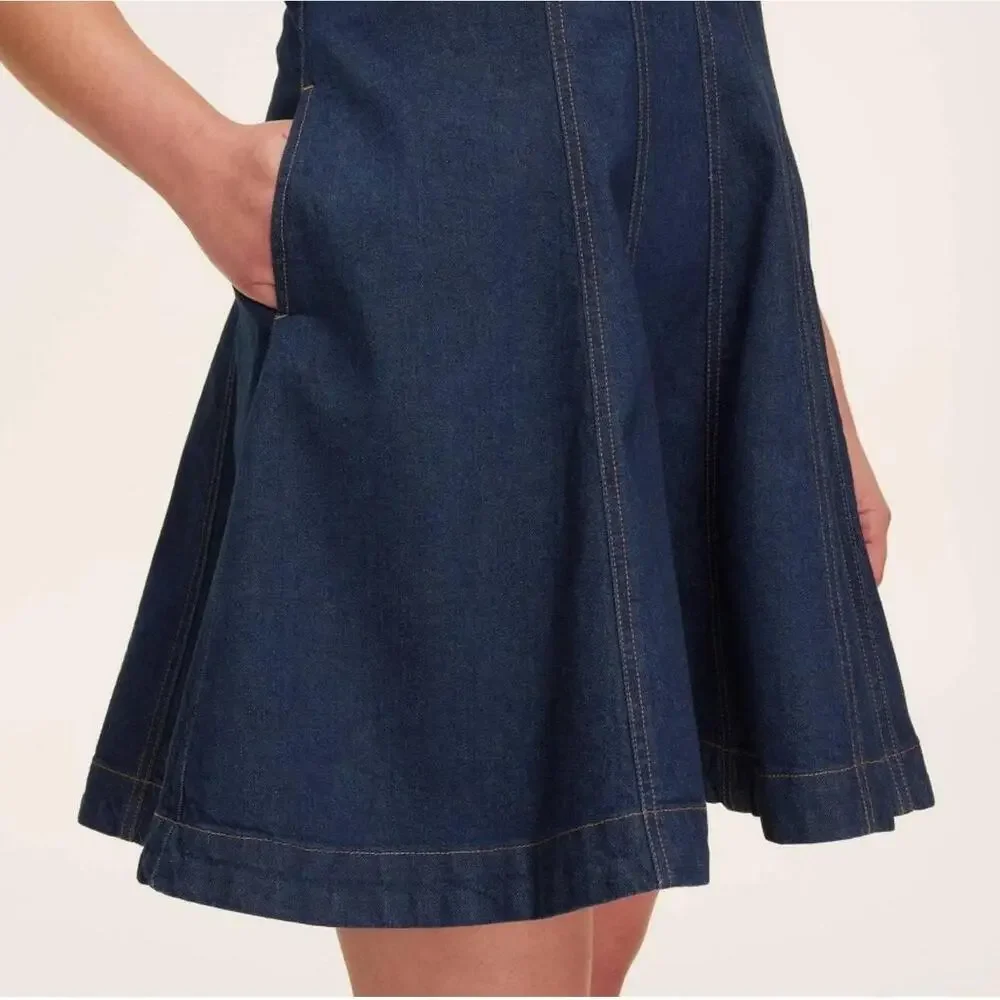 New Kate Spade x Target Size 4 Women's Denim Seamed Mini Dress Dark Blue Small S